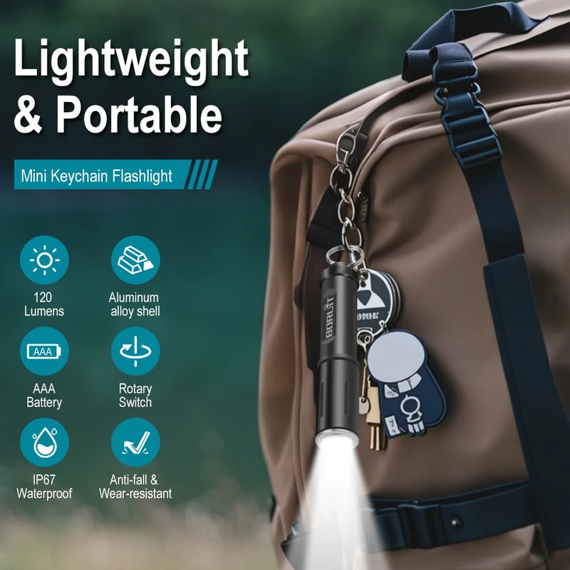 Mini Keychain EDC LED Flashlight Waterproof AAA BatteryPowered UltraBright Torch For Camping 3