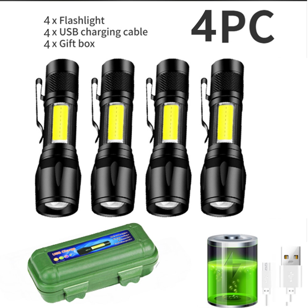Mini Portable LED Flashlight USB Rechargeable Tactical Torch For Camping Hiking 7