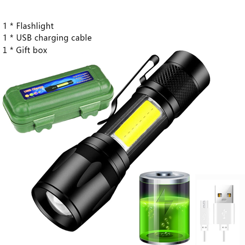 Mini Portable LED Flashlight USB Rechargeable Tactical Torch For Camping Hiking 5