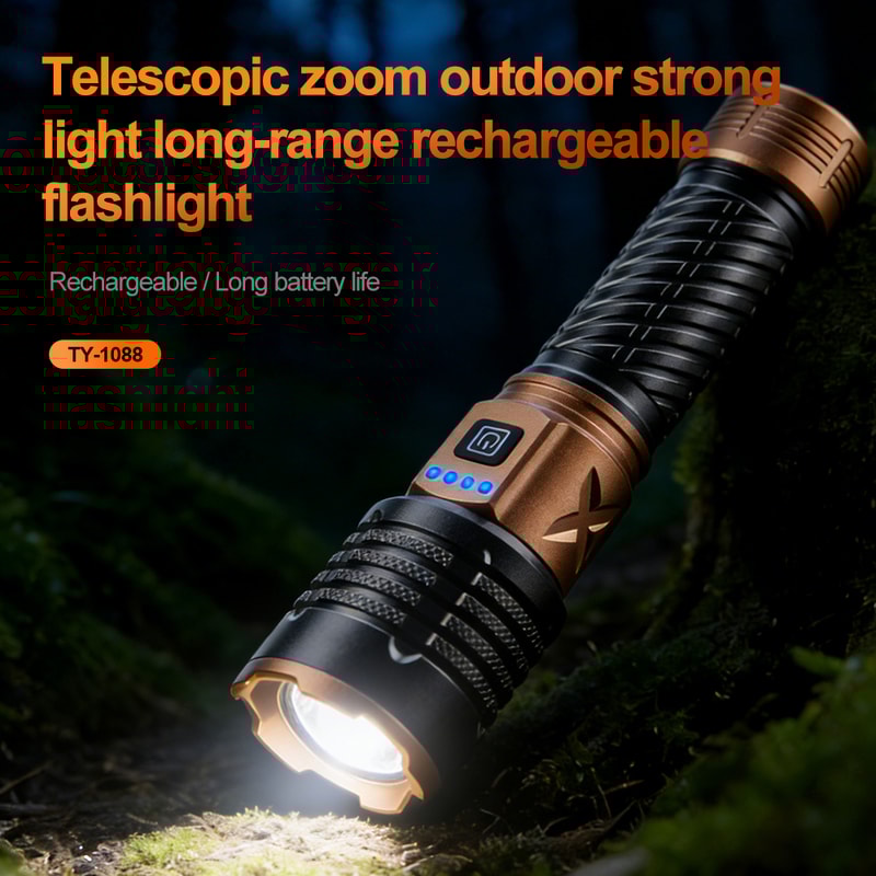 LED Tactical Flashlight USB Rechargeable High Power Handheld Light for Outdoor Adventures