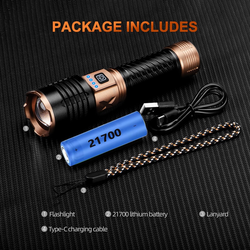 LED Tactical Flashlight USB Rechargeable High Power Handheld Light for Outdoor Adventures
