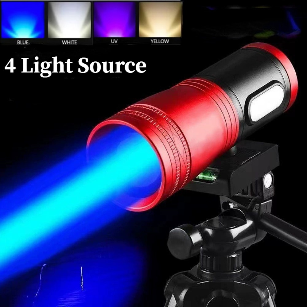 Portable Fishing LED Flashlight Waterproof Type C Rechargeable Lantern With Light Sources Blue Pu 0