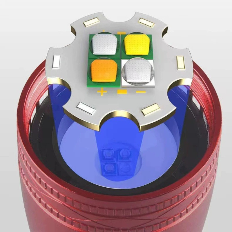 Portable Fishing LED Flashlight Waterproof Type C Rechargeable Lantern With Light Sources Blue Pu 2