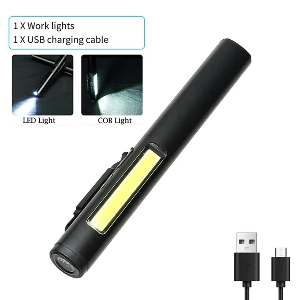 Mini USB Rechargeable LED Flashlight Portable Waterproof Pocket Light With Magnet For Work Emergen 6