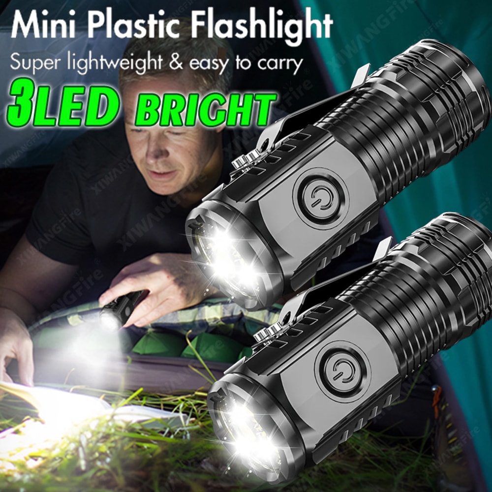 LED Super Bright Handheld Flashlight HighQuality Rechargeable USB Torch Waterproof With CAP CLIP Fo 0