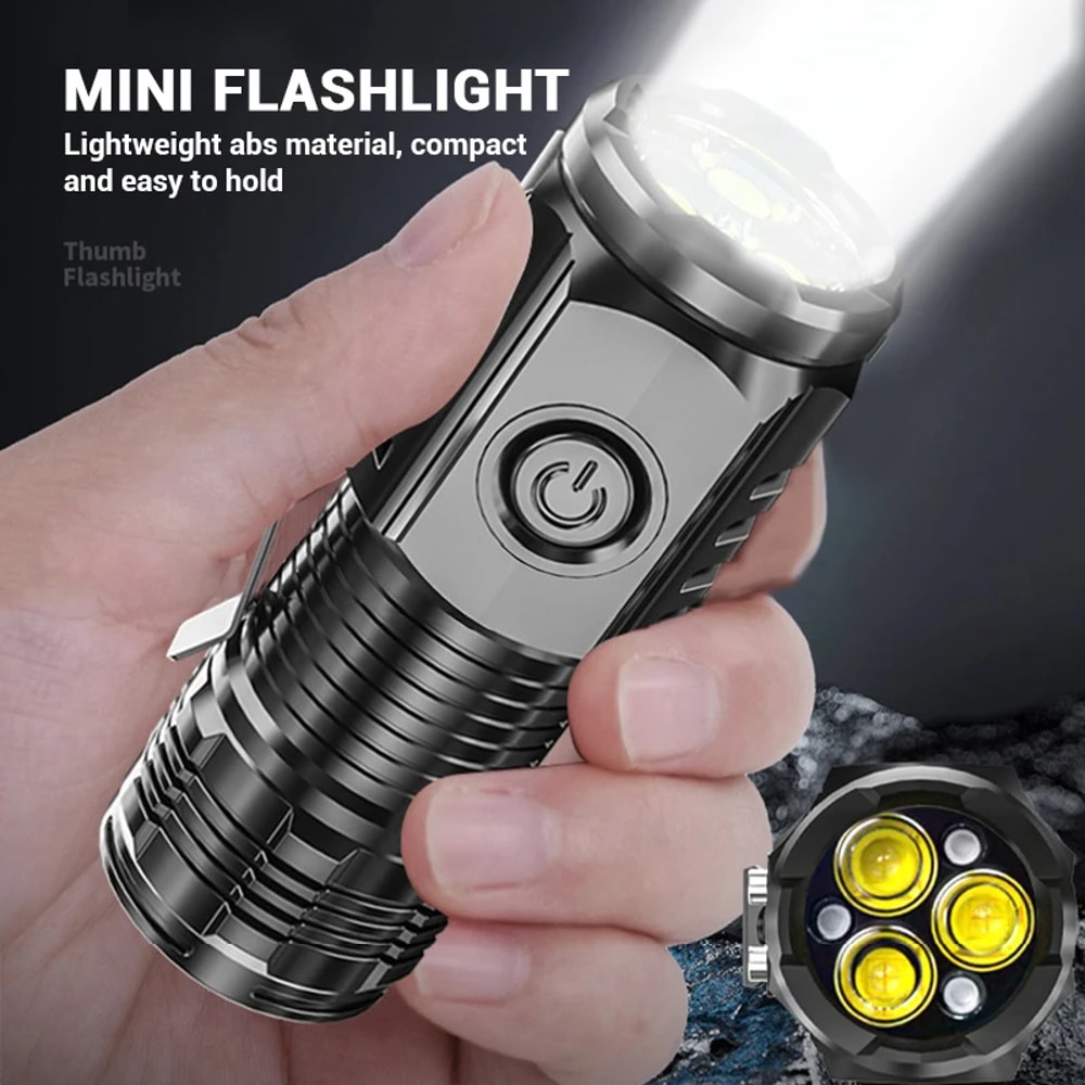 LED Super Bright Handheld Flashlight HighQuality Rechargeable USB Torch Waterproof With CAP CLIP Fo 1
