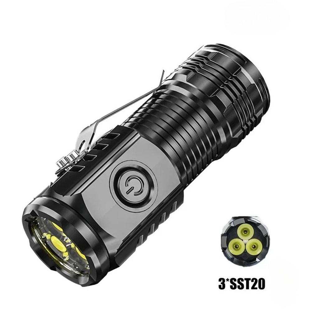 LED Super Bright Handheld Flashlight HighQuality Rechargeable USB Torch Waterproof With CAP CLIP Fo 6