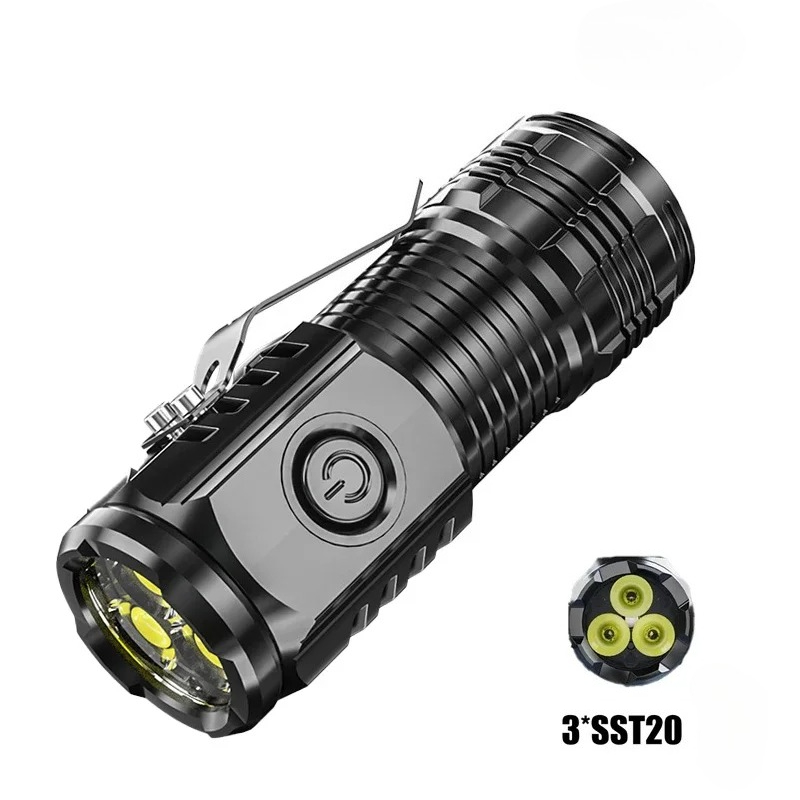 LED Super Bright Handheld Flashlight HighQuality Rechargeable USB Torch Waterproof With CAP CLIP Fo 6