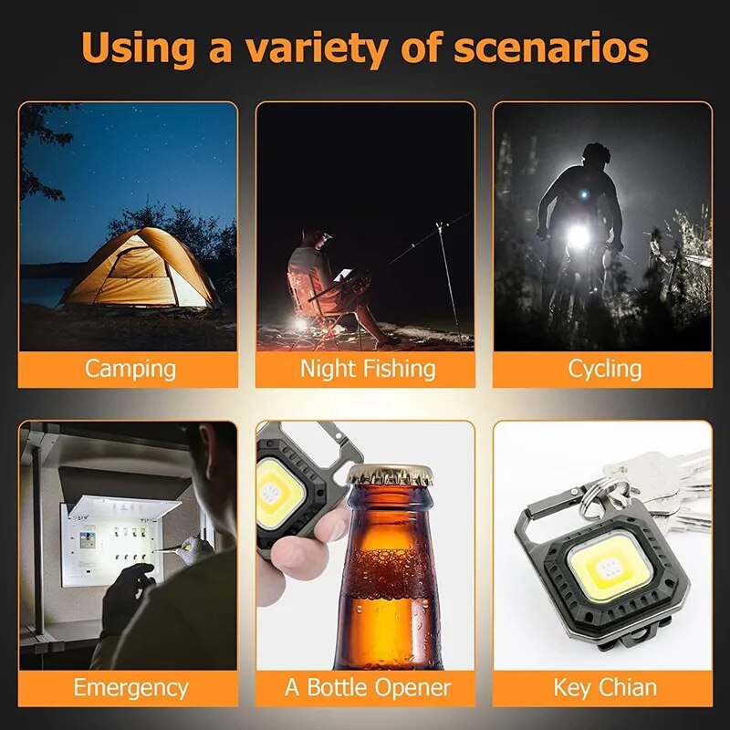 AmmToo Mini LED Flashlight With Magnetic COB Outdoor Camping Light Lumens Modes USB Rechargeable 3