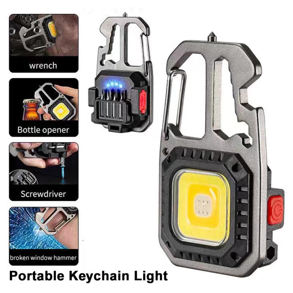 Multifunction Keychain Flashlight with Lighting Modes Portable & Rechargeable for Outdoor, Camping & Emergency Use