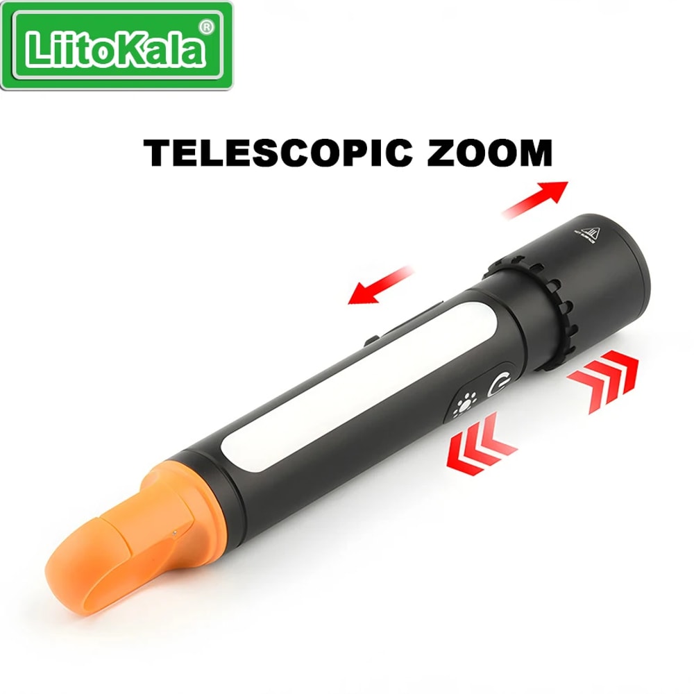 Multifunctional Zoom Flashlight Battery, Type C Charging, Side Light for Camping