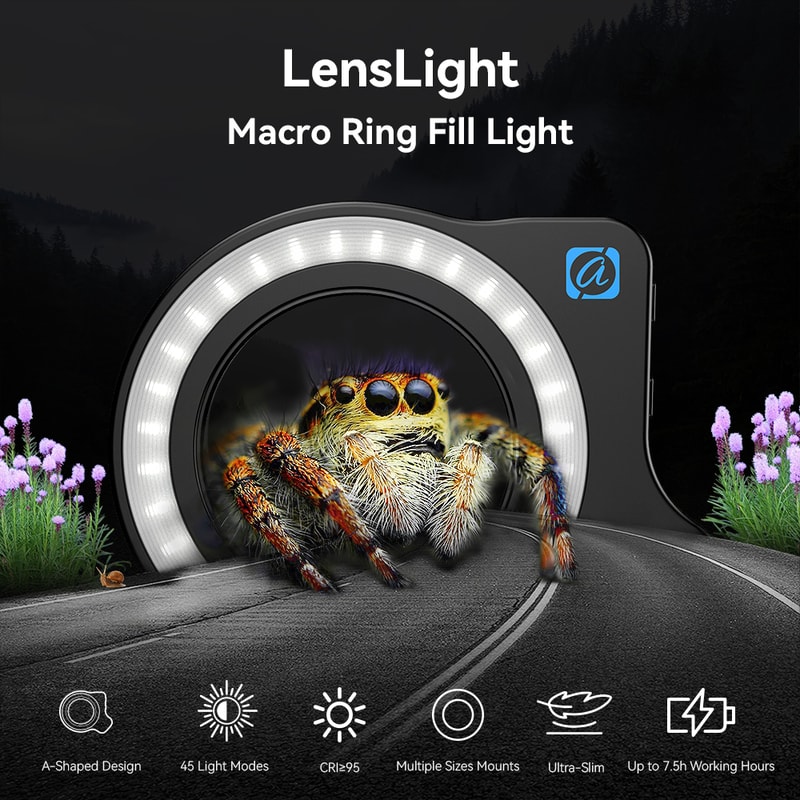 Macro Lens Ring Light with Light Modes High-Power Fill Light for Precise Photography