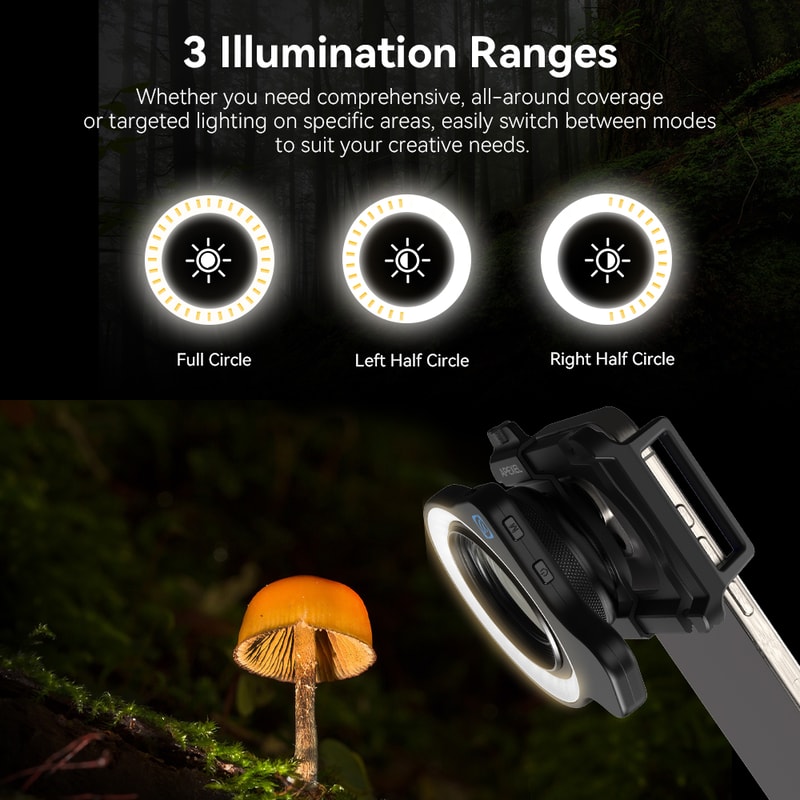 Macro Lens Ring Light with Light Modes High-Power Fill Light for Precise Photography