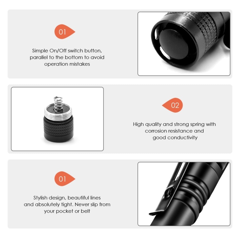 Mini Portable LED Pen Light Ultra Bright Pocket Flashlight For Camping Emergency And Everyday Carry 2