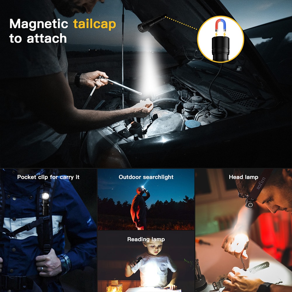 Rechargeable LED Headlamp Magnetic Tail Durable TN Optics For Outdoor Adventures 3