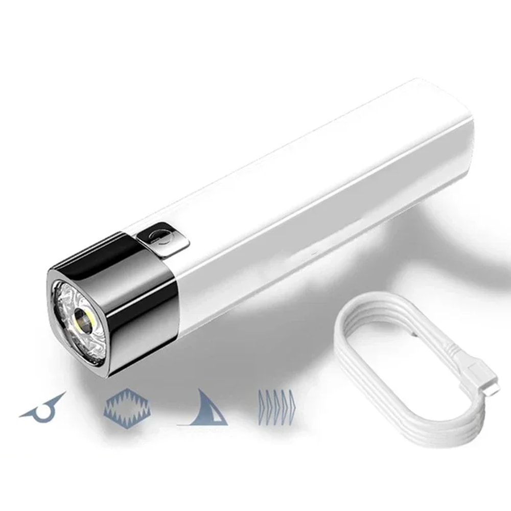 Mini Outdoor Power Bank Flashlight Modes Tactical LED with USB Charging