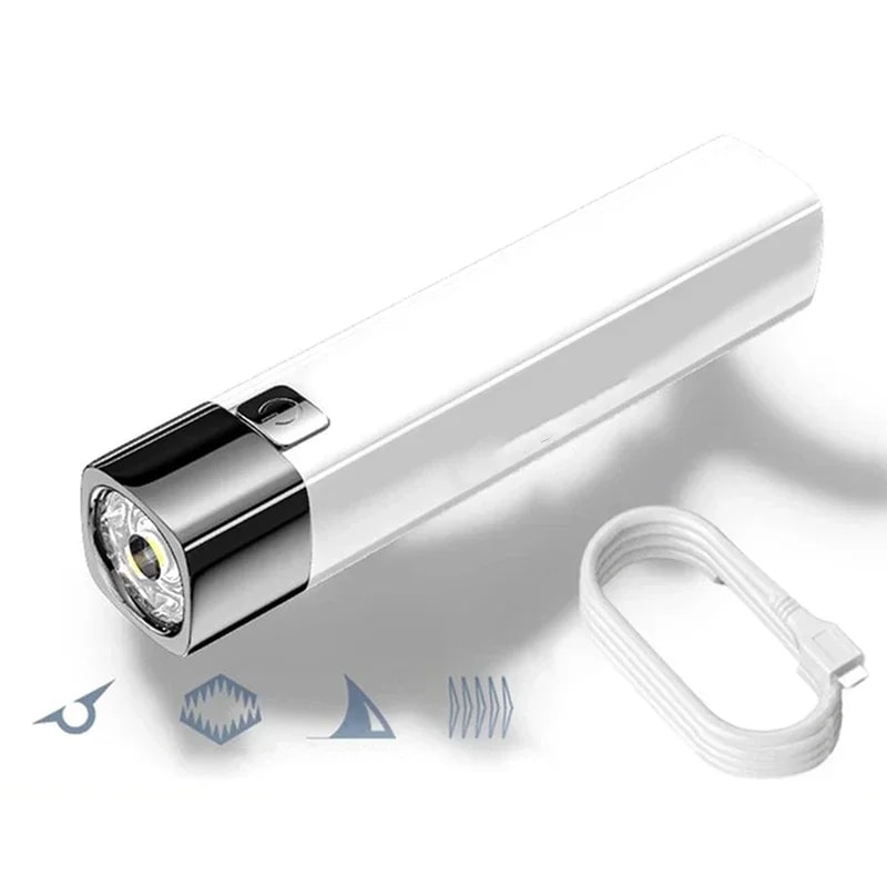 Mini Outdoor Power Bank Flashlight Modes Tactical LED with USB Charging