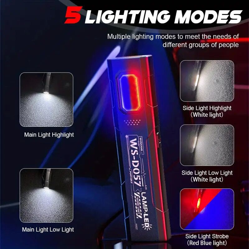 Mini EDC Flashlight With COB Tail Magnet USB Rechargeable Lantern For Camping Emergency 3