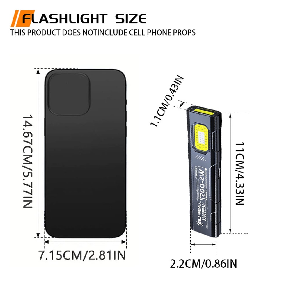 Mini EDC Flashlight With COB Tail Magnet USB Rechargeable Lantern For Camping Emergency 5