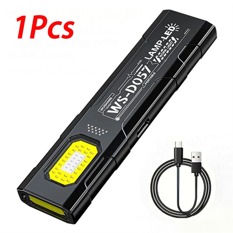 Mini EDC Flashlight With COB Tail Magnet USB Rechargeable Lantern For Camping Emergency 6