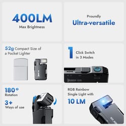 rechargeable edc flashlight lumens dual light sources mini flashlight with rgb light, portable pocket