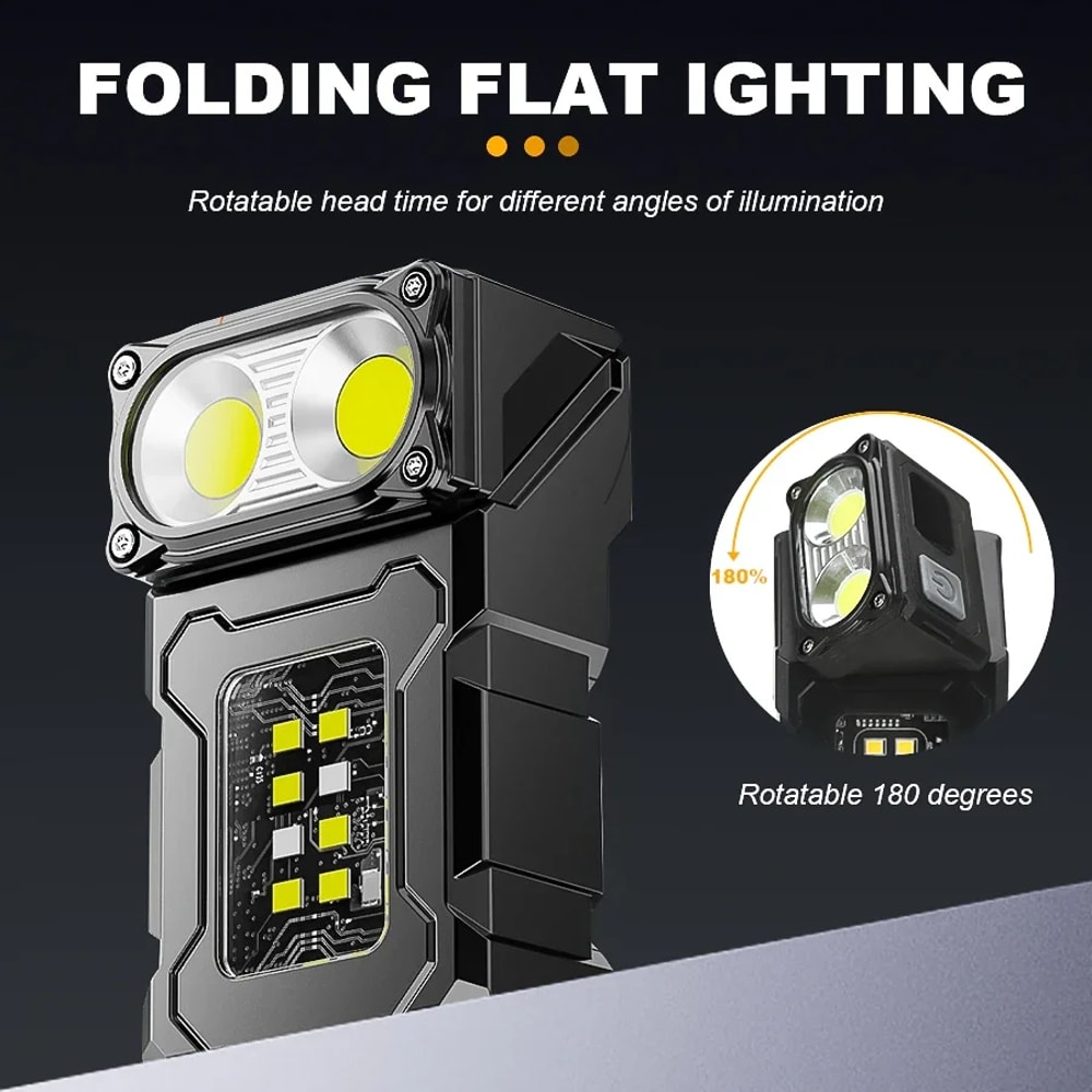 Mini Portable LED COB Flashlight USB Rechargeable Magnetic Outdoor Camping Emergency Lantern 3
