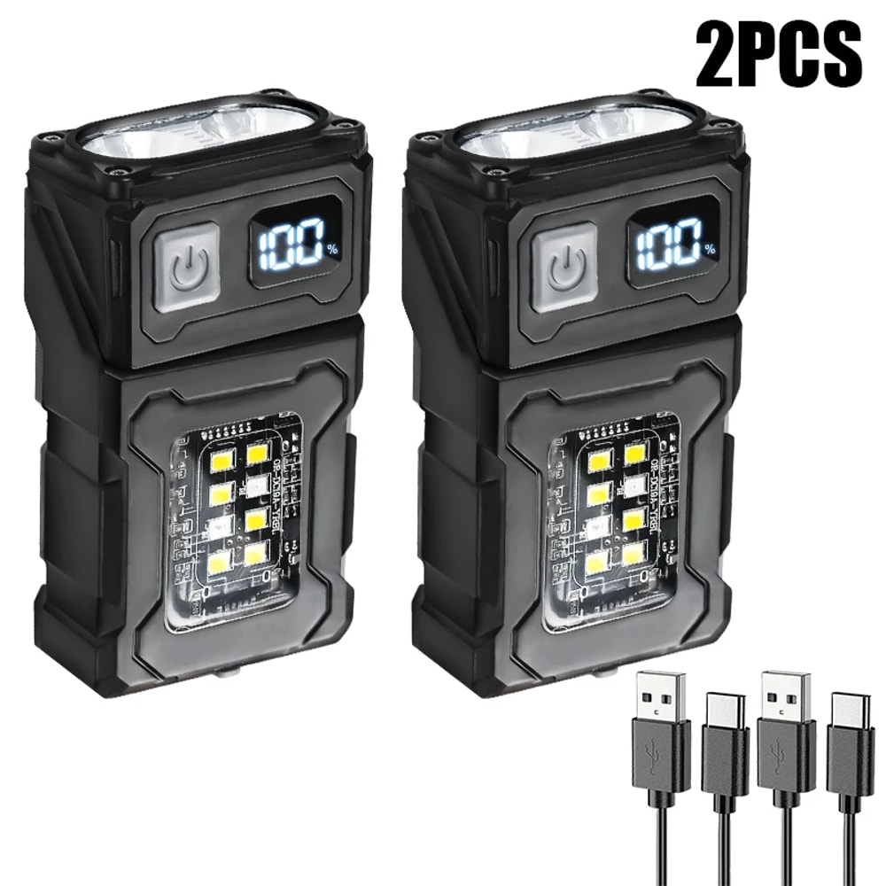 Mini Portable LED COB Flashlight USB Rechargeable Magnetic Outdoor Camping Emergency Lantern 6