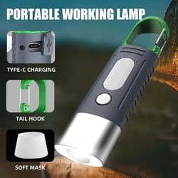 mini waterproof led flashlight with telescopic zoom, led & side lights for camping, outdoor, and emergency use