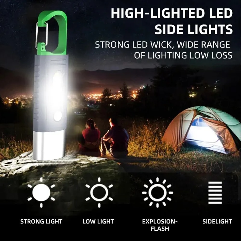 Mini Waterproof LED Flashlight with Telescopic Zoom, LED & Side Lights for Camping, Outdoor, and Emergency Use