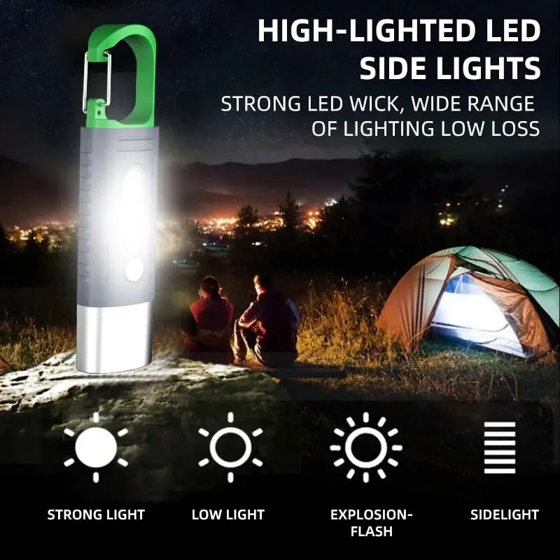 Mini Waterproof LED Flashlight with Telescopic Zoom, LED & Side Lights for Camping, Outdoor, and Emergency Use