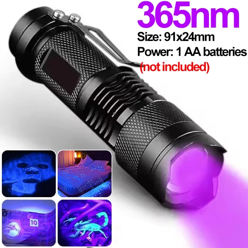 Mini UV Flashlight LED Torch Ultra Violet Stain Detector For Pets Home Inspection 7