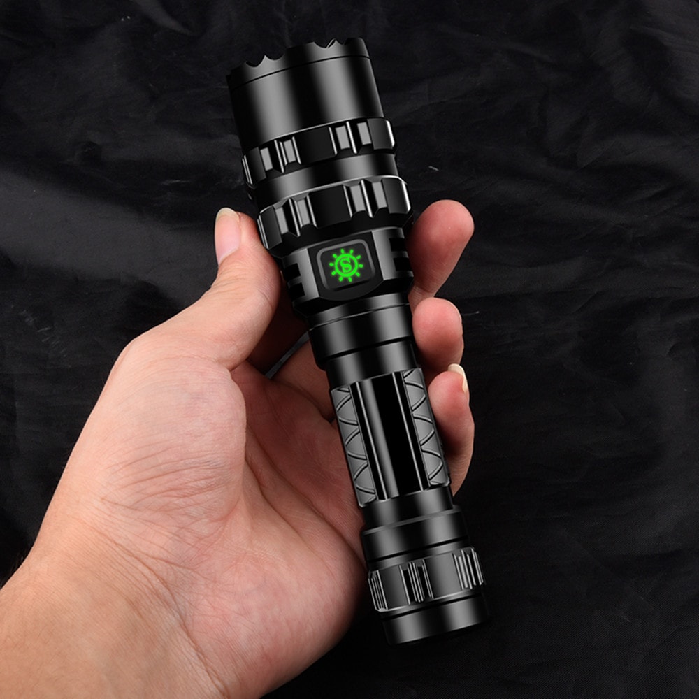 Rechargeable LED Flashlight for Hunting, Waterproof, Portable Outdoor Torch with High-Intensity Lamp Beads