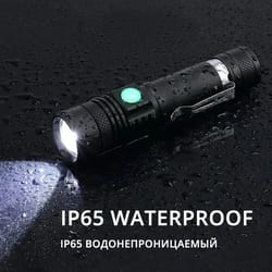 outdoor tactical zoom led flashlight waterproof, usb rechargeable, high power led torch for camping & emergency use