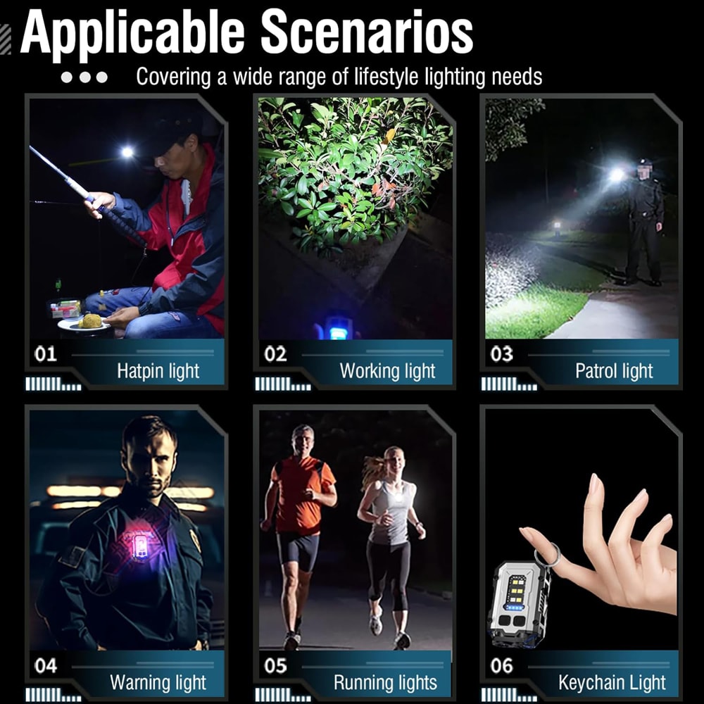 Powerful Pocket Torch Light Super Bright LED Magnetic Keychain Flashlight Multifunctional EDC Tool 2