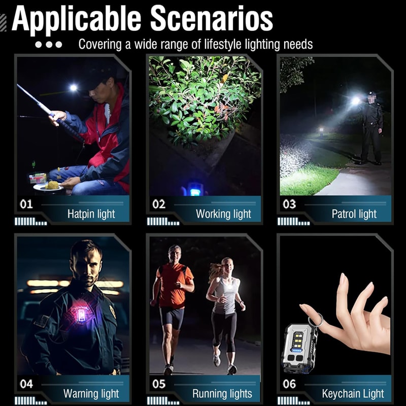 Powerful Pocket Torch Light Super Bright LED Magnetic Keychain Flashlight Multifunctional EDC Tool 2