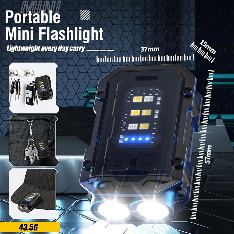 Powerful Pocket Torch Light Super Bright LED Magnetic Keychain Flashlight Multifunctional EDC Tool 3