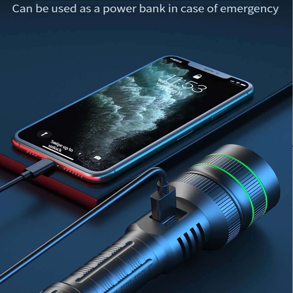 Powerful LED Flashlight USB Rechargeable High Power Tactical Torch For Outdoor Adventures 3