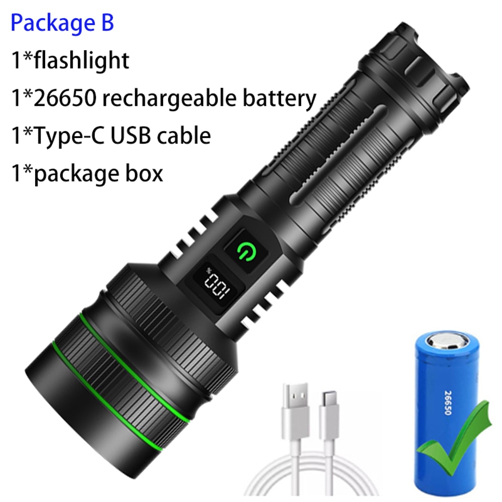 Powerful LED Flashlight USB Rechargeable High Power Tactical Torch For Outdoor Adventures 6
