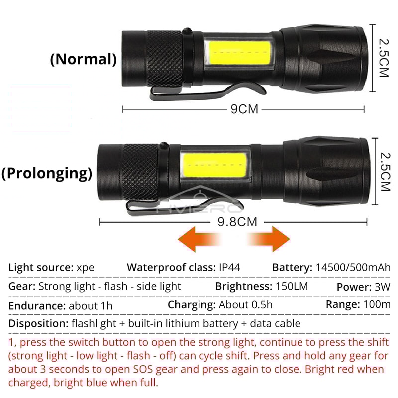 Ultra Bright Waterproof Mini LED Flashlight With Adjustable Focus Perfect For Camping Hiking 5