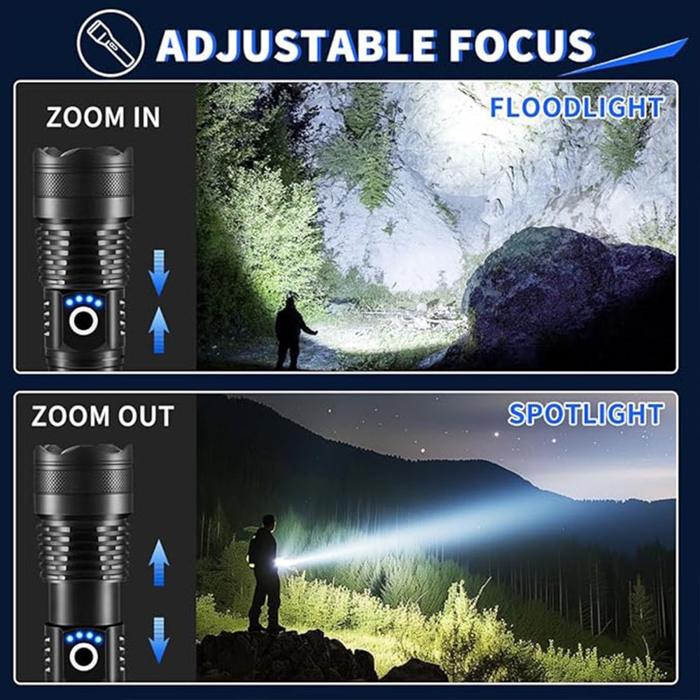 High Power Rechargeable Flashlight Waterproof Zoomable Torch Light With Storage Box 2