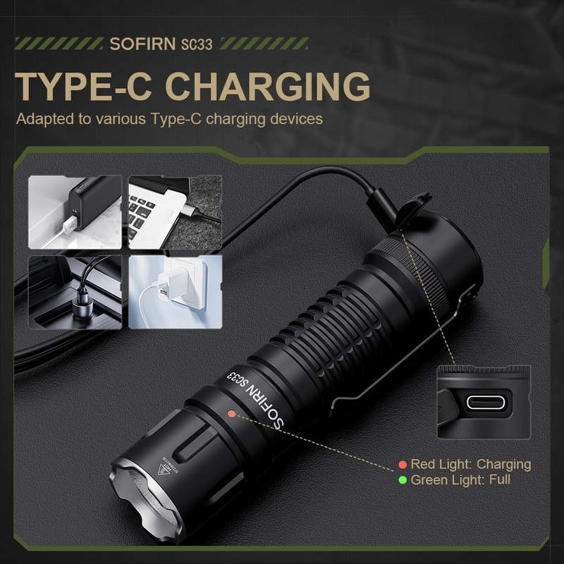 Sofirn LED Tactical Flashlight HI Rechargeable E Switch Outdoor Torch 3