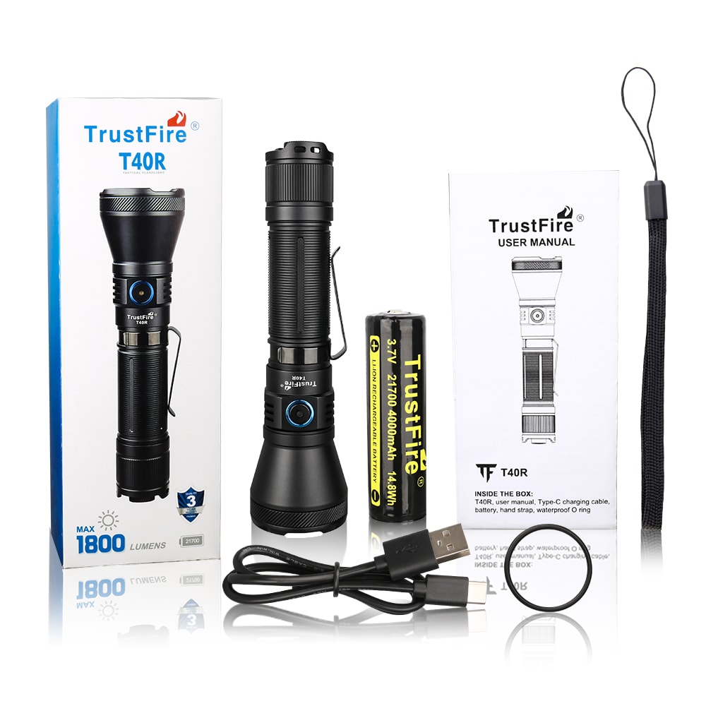 Trustfire Tactical Rechargeable LED Flashlight Lumen, Beam Range, USB Charging, Waterproof