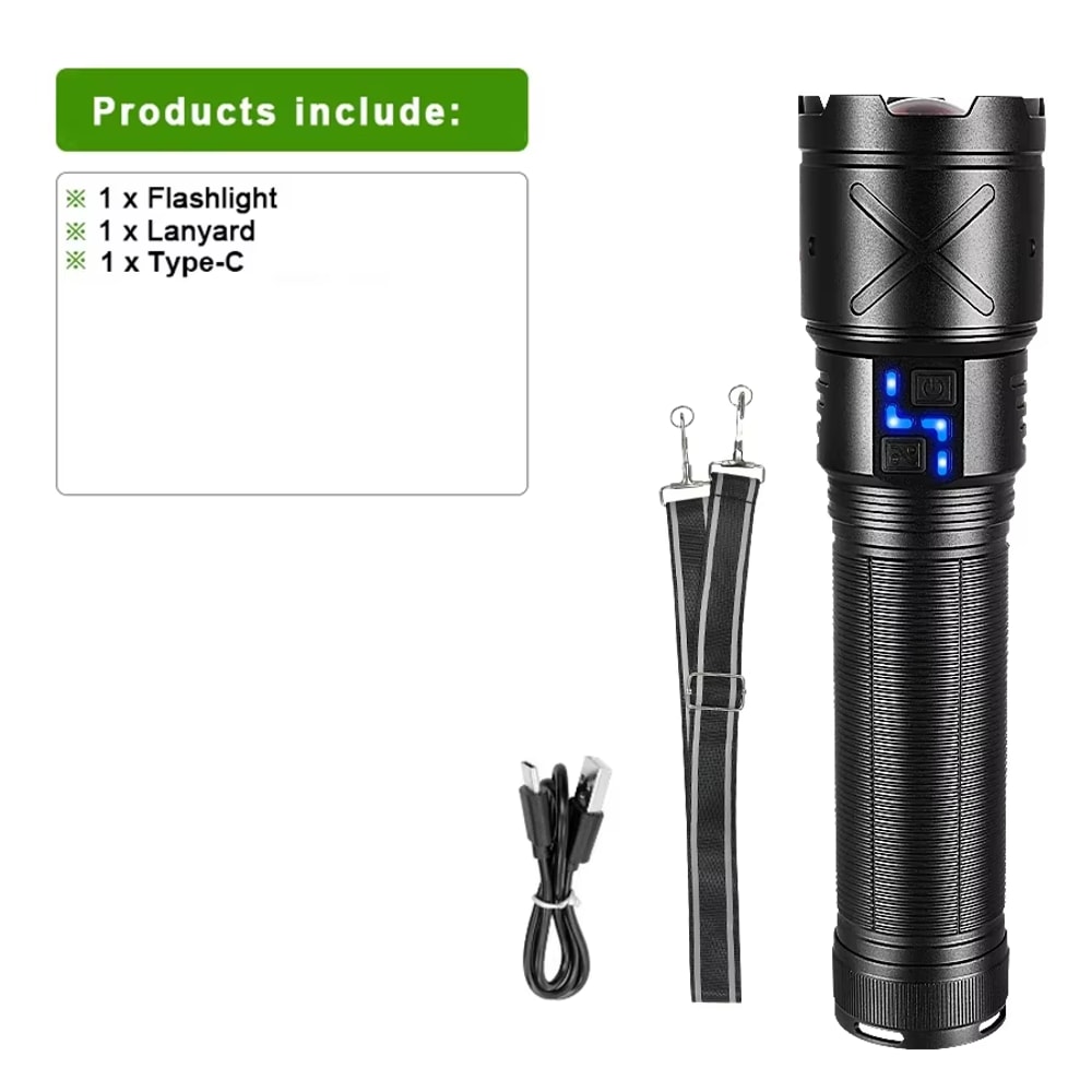 LED Flashlight Super Bright USB Charging Tactical Flashlight For Outdoor Activities 6