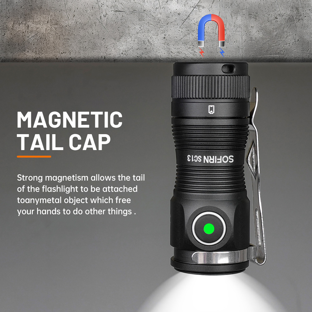 Sofirn Mini Powerful LED Flashlight , Rechargeable, with Magnetic Base