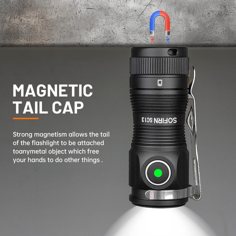 Sofirn Mini Powerful LED Flashlight , Rechargeable, with Magnetic Base