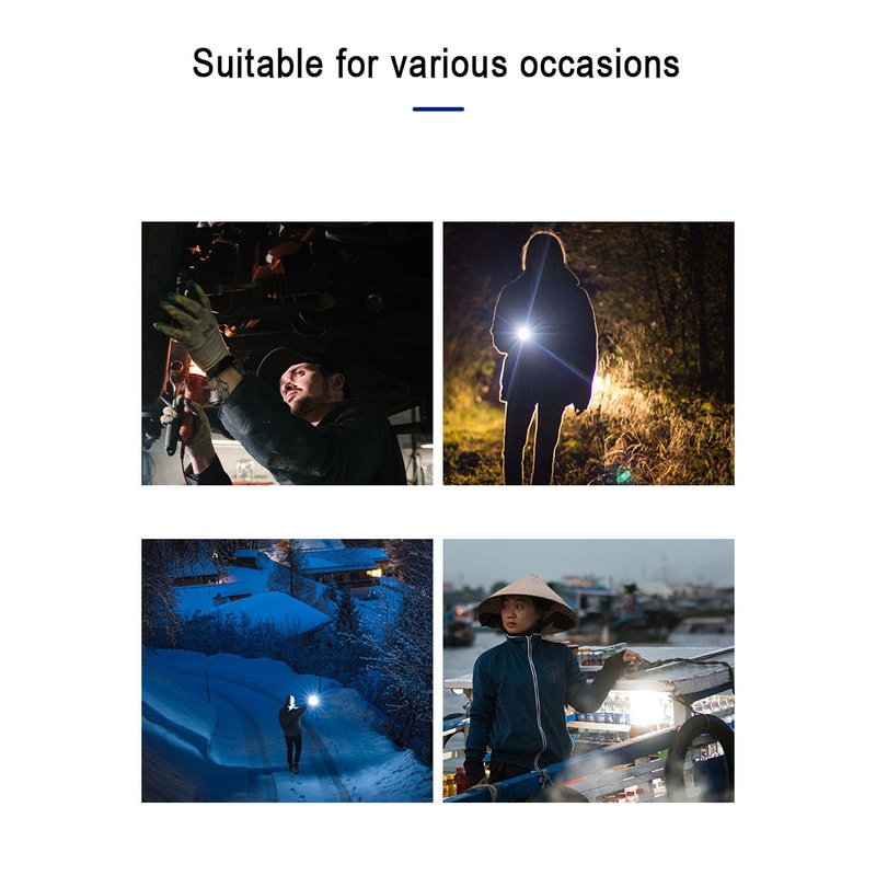 COB LED Flashlight Rechargeable Waterproof Zoomable Mode Torch With Built In Battery 2