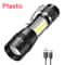 COB LED Flashlight Rechargeable Waterproof Zoomable Mode Torch With Built In Battery 8