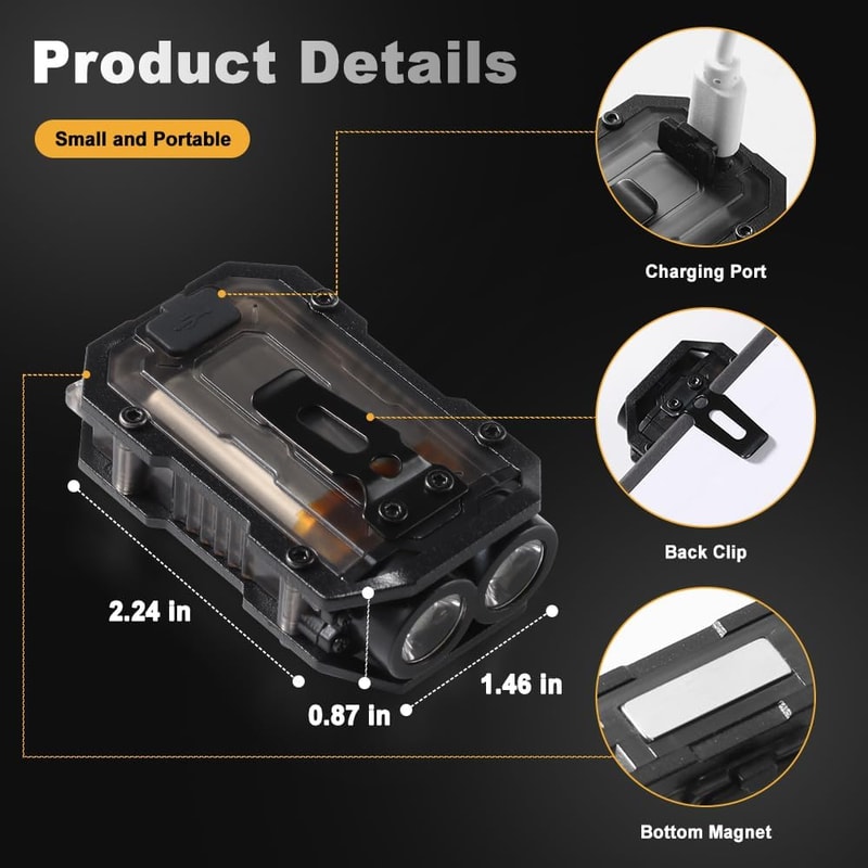 Super Bright LED Flashlight Mini Pocket Torch With Magnetic Clip Rechargeable Keychain 1