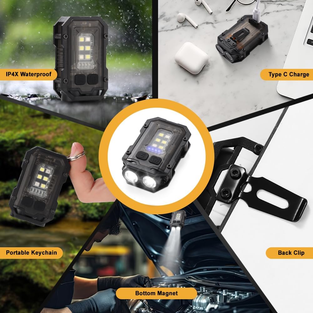 Super Bright LED Flashlight Mini Pocket Torch With Magnetic Clip Rechargeable Keychain 3