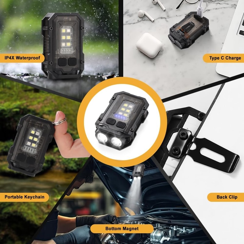 Super Bright LED Flashlight Mini Pocket Torch With Magnetic Clip Rechargeable Keychain 3